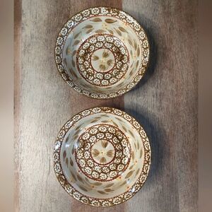 Temptations By Tara Old World Brown Bowls 7.5" Soup Cereal Set Of 2